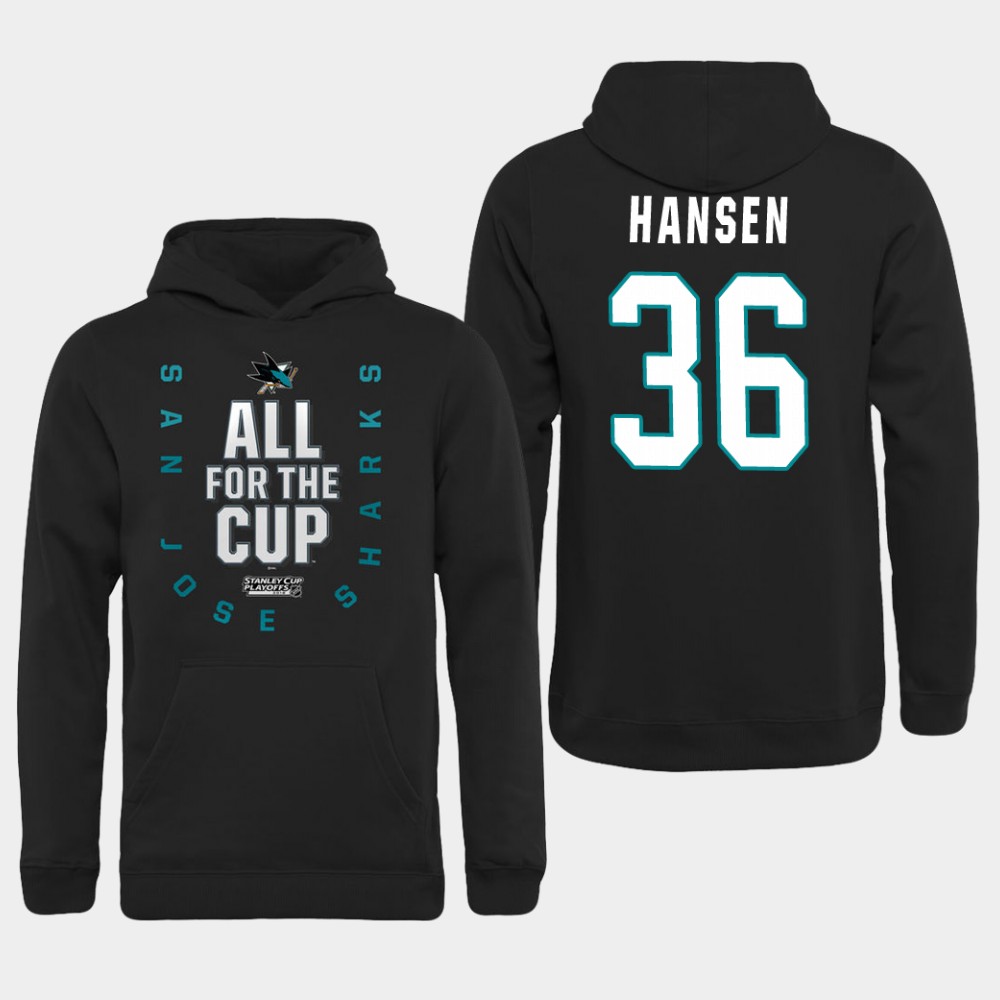 Men NHL Adidas San Jose Sharks #36 Hansen black hoodie